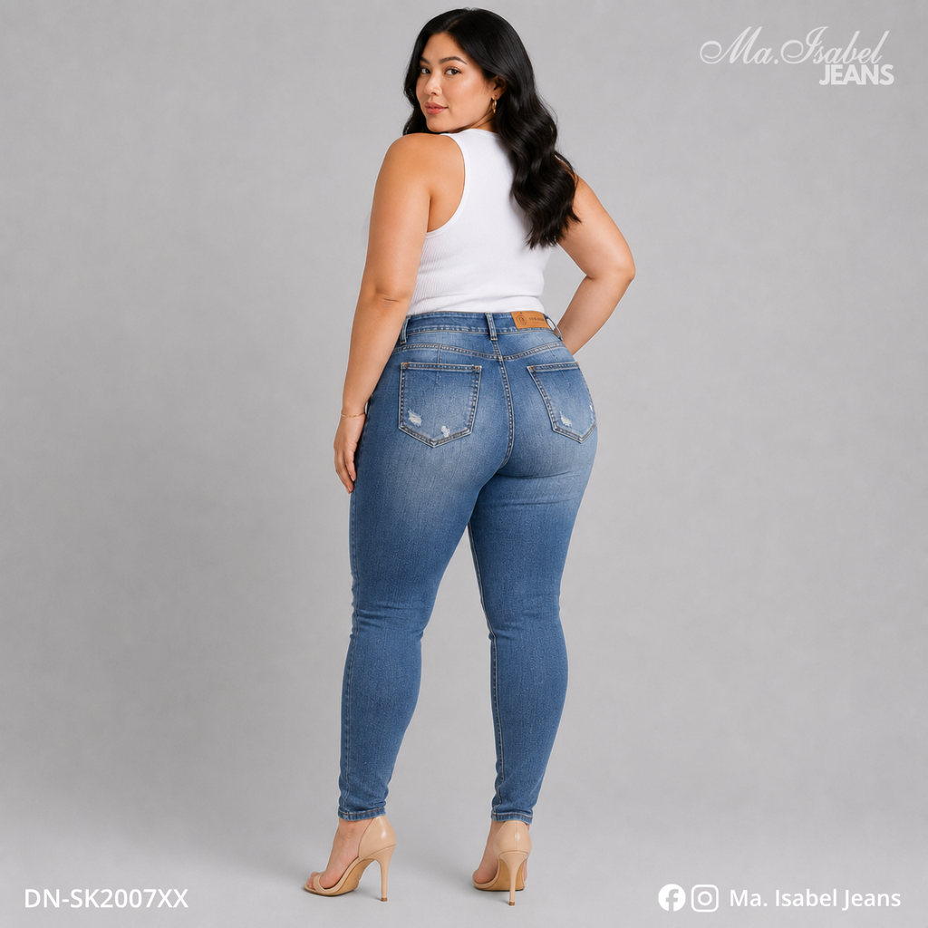 Jean Skinny Curvy - Marino Acid Wash Rasgado