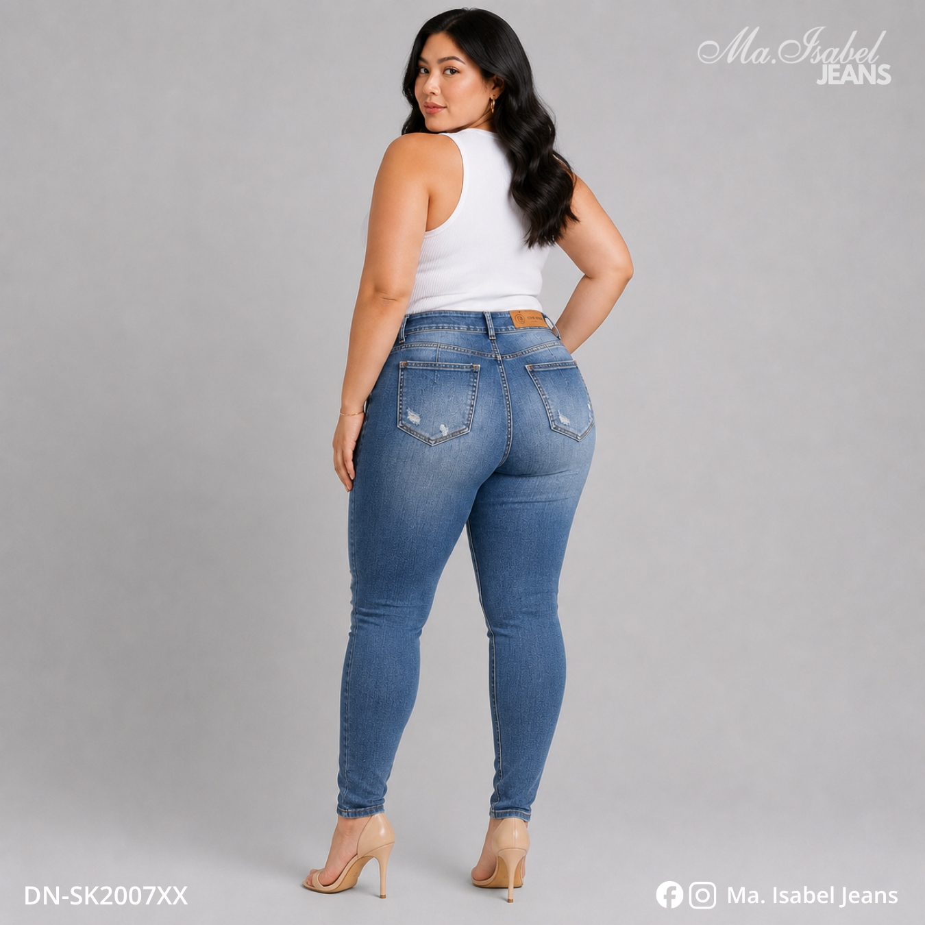 Jean Skinny Curvy - Marino Acid Wash Rasgado