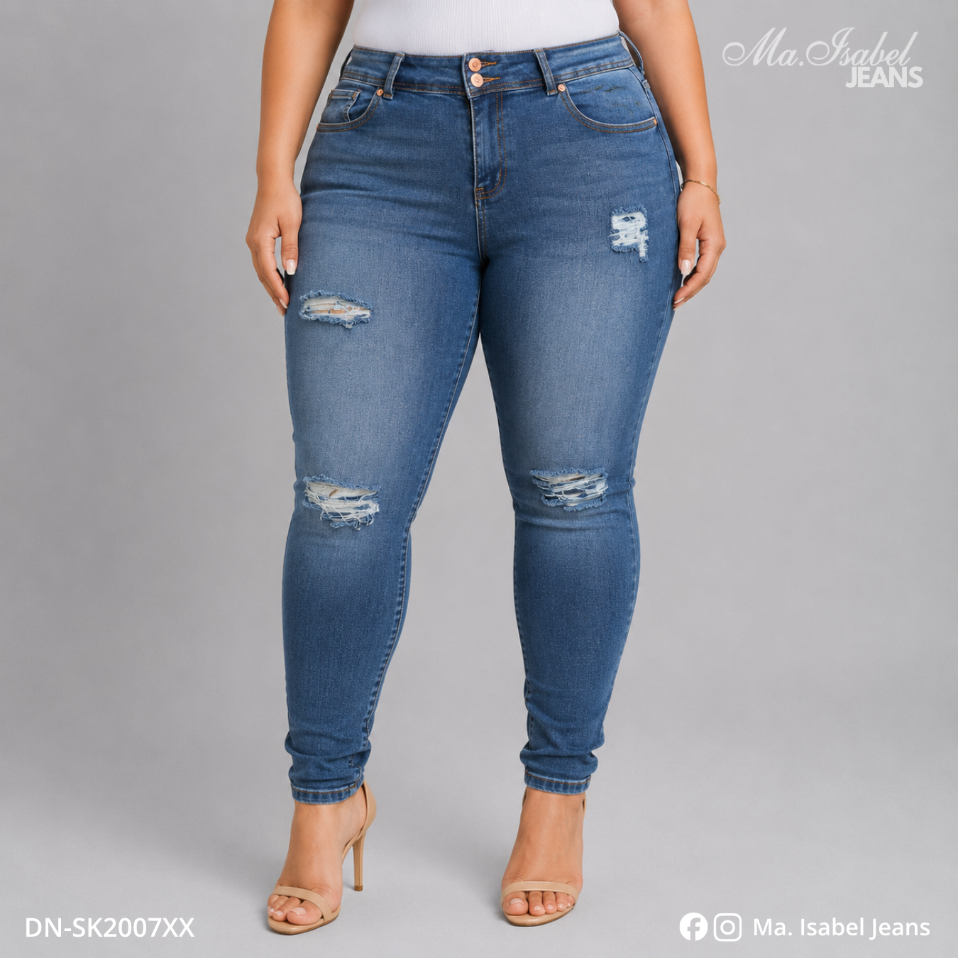 Jean Skinny Curvy - Marino Acid Wash Rasgado