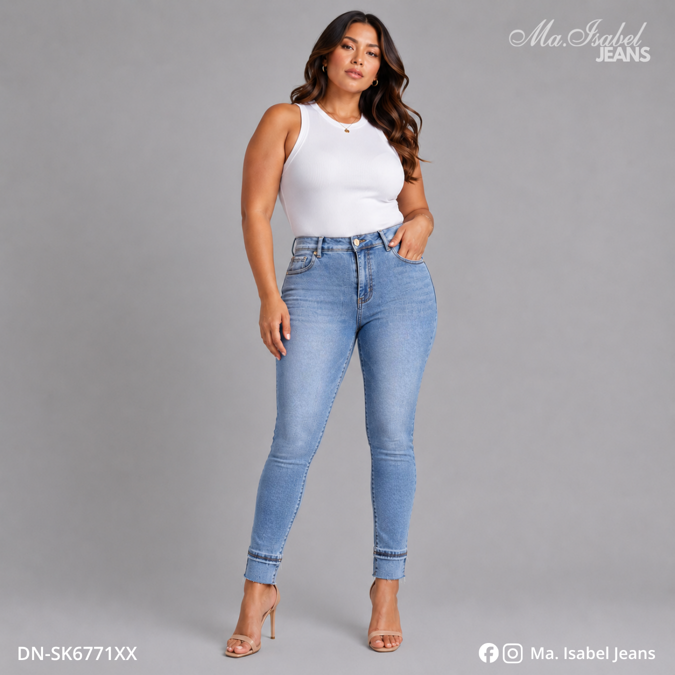 Jean Skinny Curvy - Azul Claro Desgastado