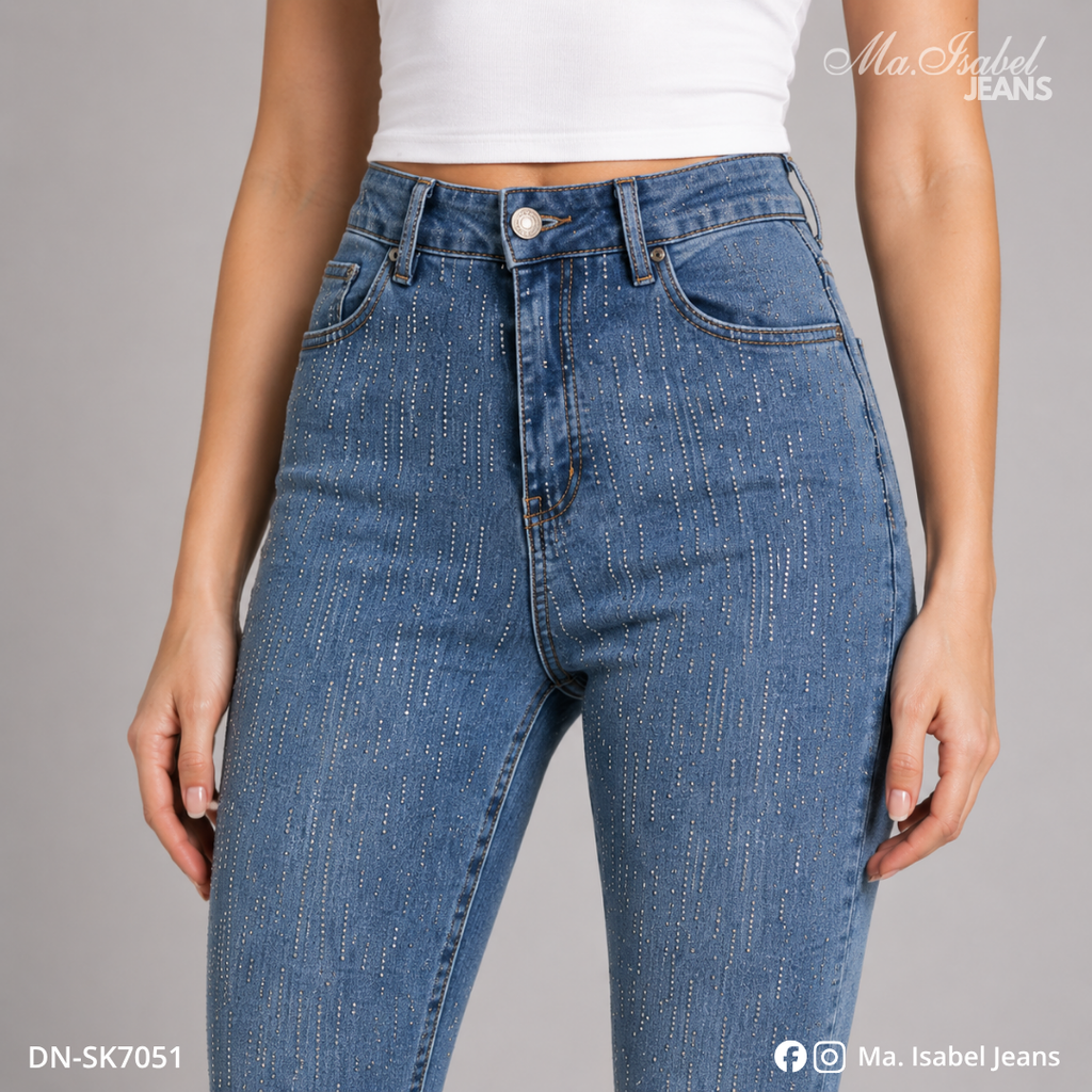 Maisabel Jeans jeans de dama México skinny azul claro con aplicaciones de brillo y mezclilla premium