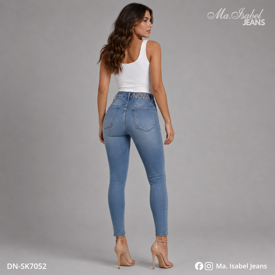 Jean Skinny Brillos Mujer - Azul Claro