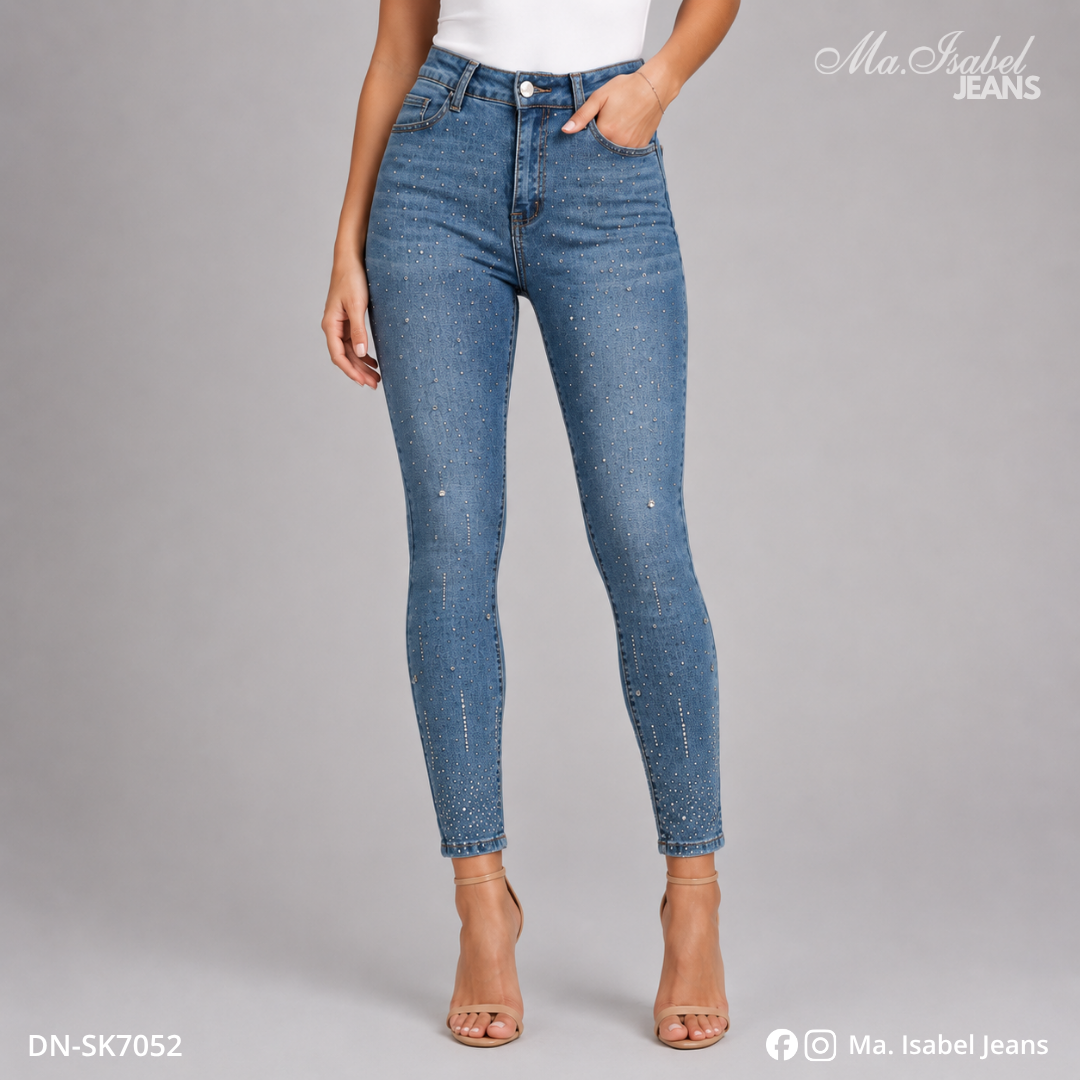 Jean Skinny Brillos Mujer - Azul Claro