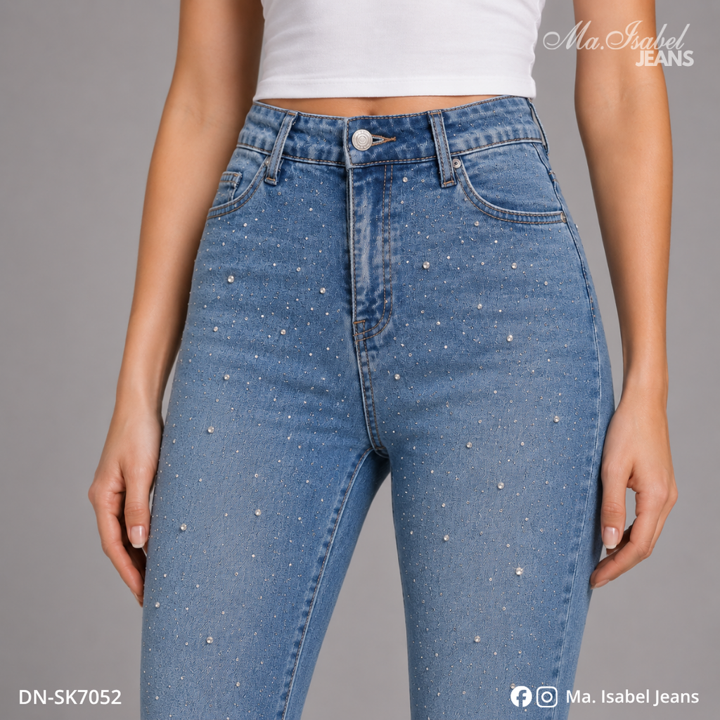 Ma. Isabel Jeans Chiconcuac pantalón skinny con cristales para mujer ideal para distribuidoras y venta al mayoreo