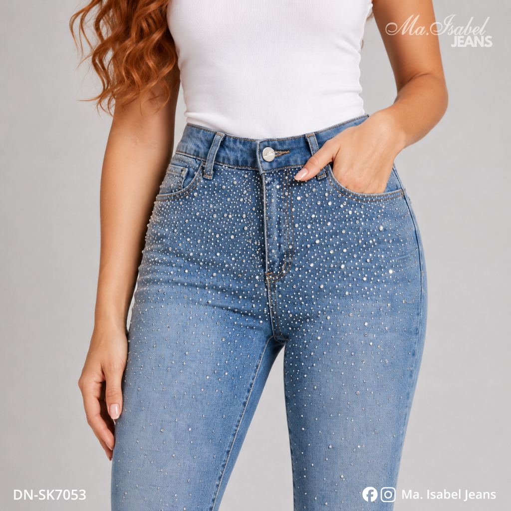 Ma. Isabel Jeans Chiconcuac pantalón skinny con glitter para mujer ideal para distribuidoras y venta al mayoreo