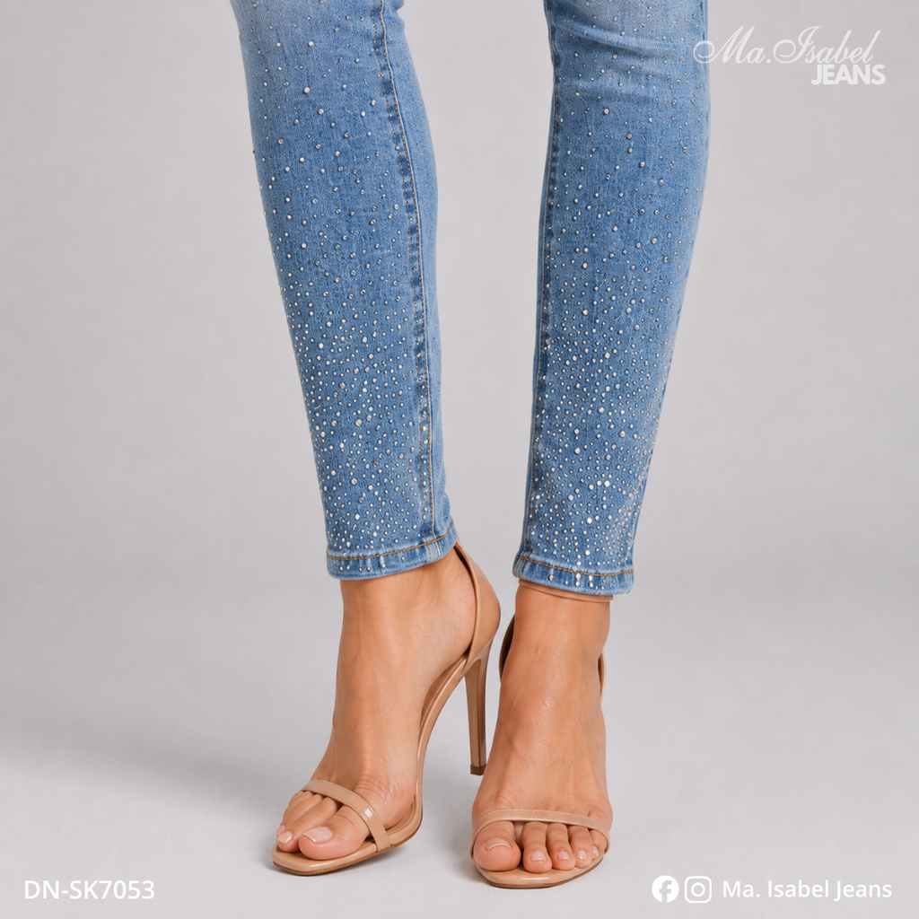 Maisabel Jeans jeans de dama México skinny azul claro con aplicación de glitter y mezclilla premium