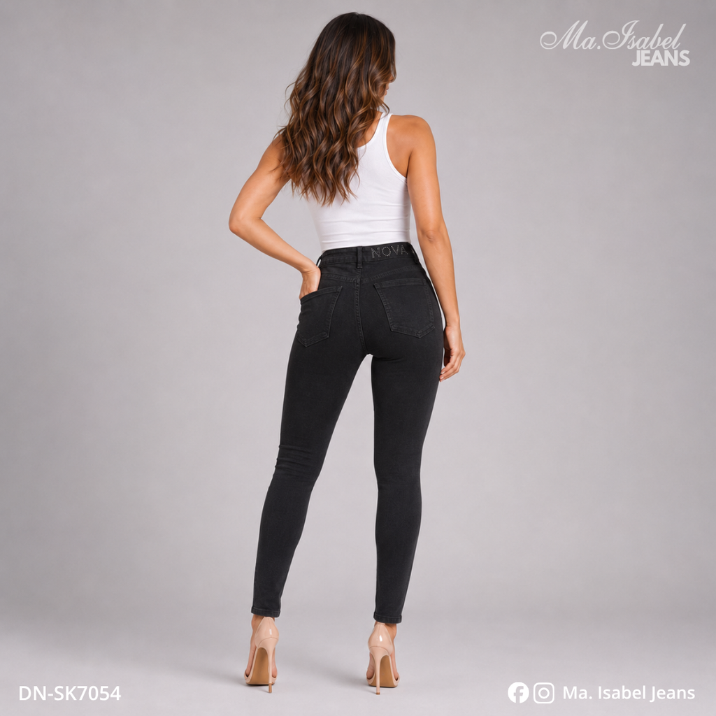 Maisabel Jeans Plaza Texticuitzeo jeans skinny negros para emprendedoras con diseño de mariposas y mezclilla premium al mayoreo