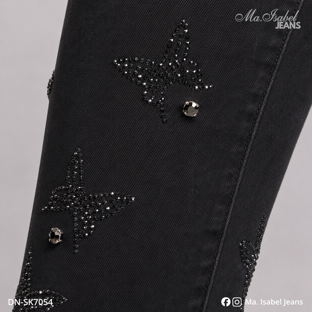 Maisabel Jeans jeans de dama México skinny negro con diseño de mariposas y ajuste entubado