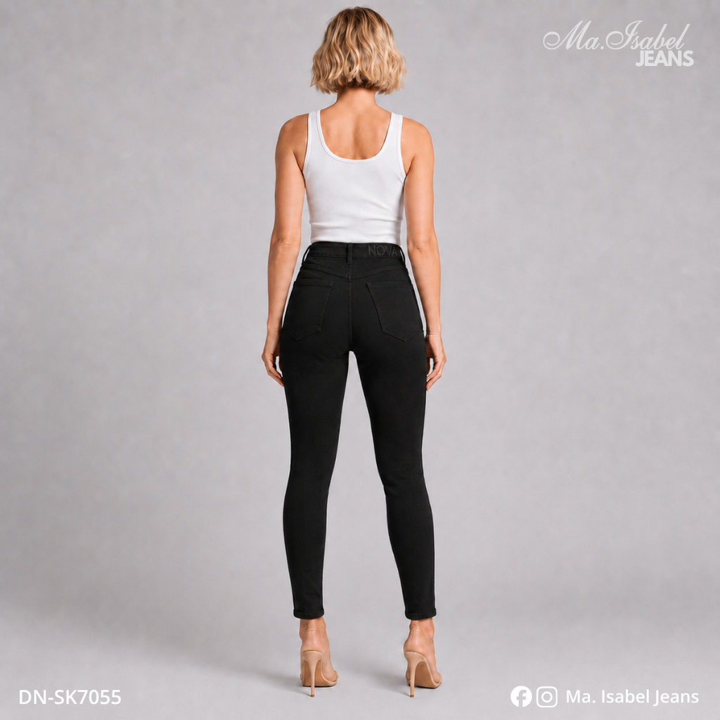 Maisabel Jeans Plaza Texticuitzeo jeans skinny negros para emprendedoras con tapizado de brillos y mezclilla premium al mayoreo
