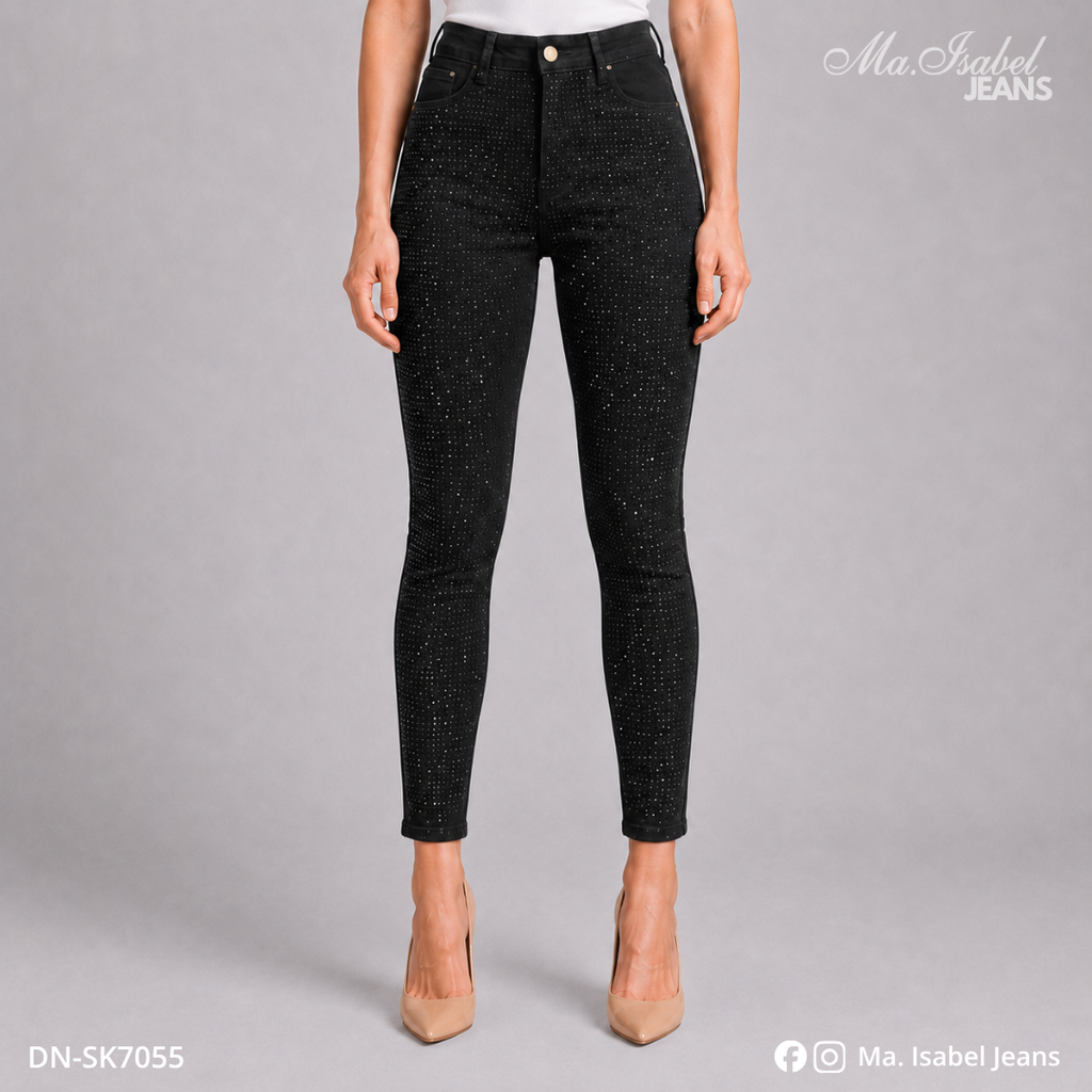 Ma. Isabel Jeans Chiconcuac pantalón skinny tapizado con brillos para mujer ideal para distribuidoras y venta al mayoreo