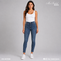 Ma. Isabel Jeans pantalón skinny para mujer de mezclilla azul con diseño de rombos, tela stretch y ajuste entubado