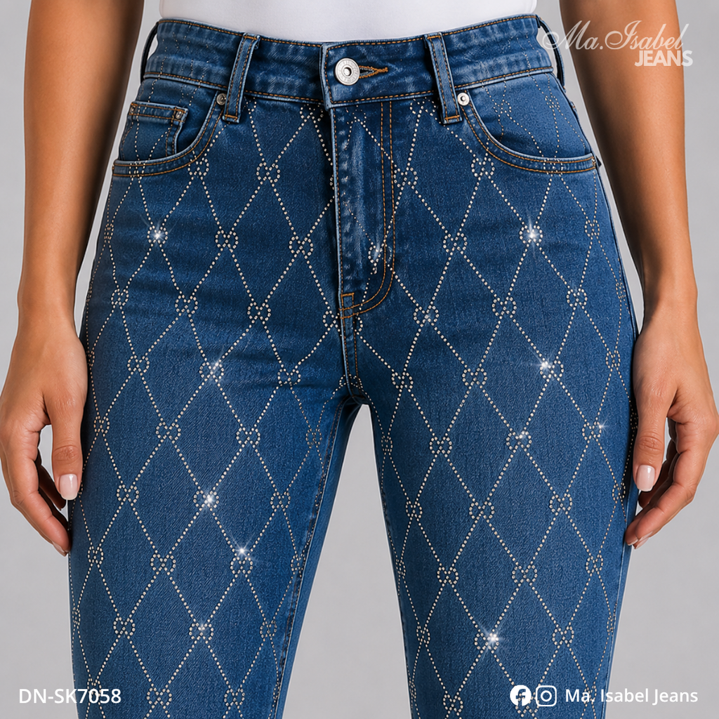 Maisabel Jeans jeans de dama México skinny azul con aplicación de rombos y mezclilla premium