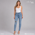 Jean Skinny Mujer - Azul Claro Jaspeado