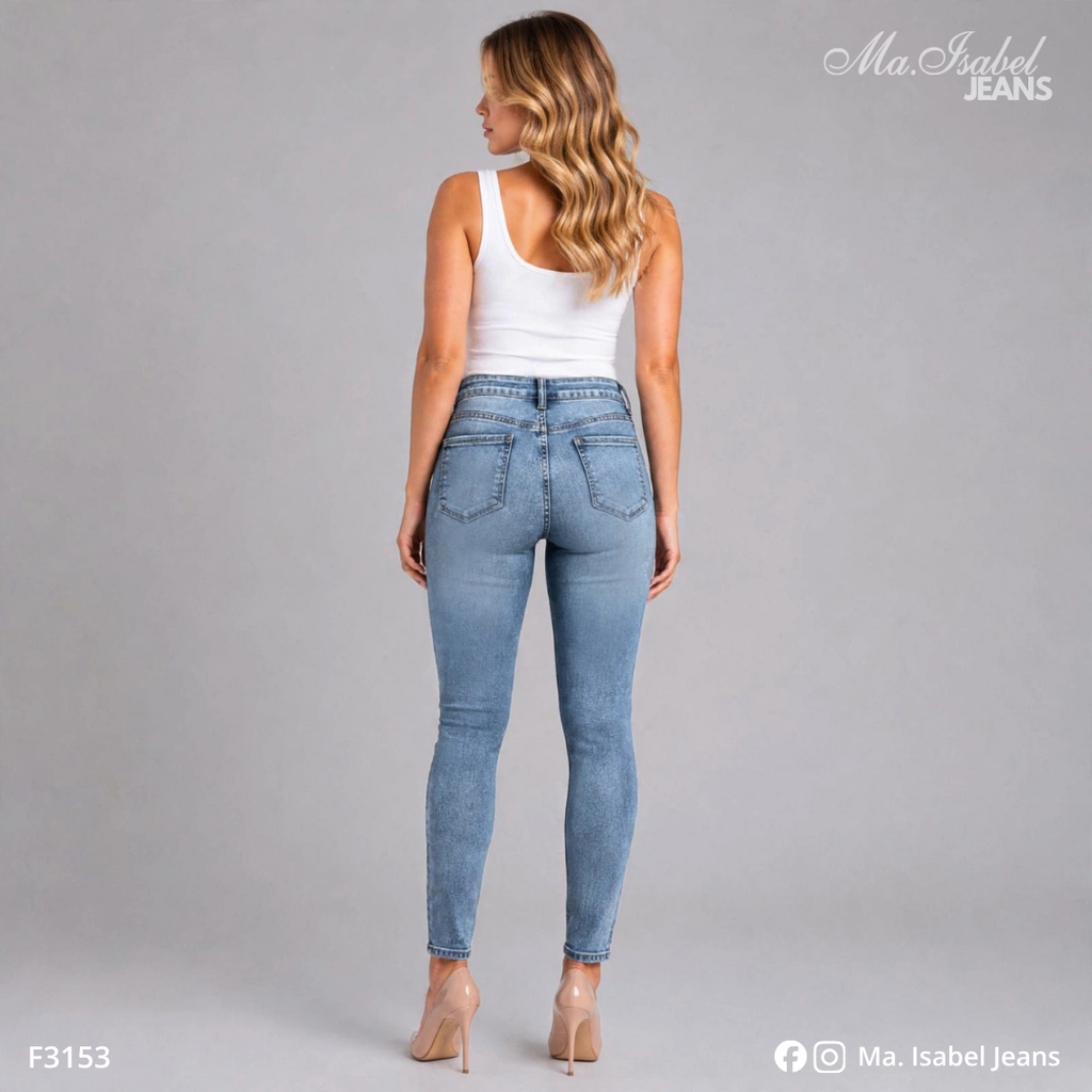 Jean Skinny Mujer - Azul Claro Jaspeado