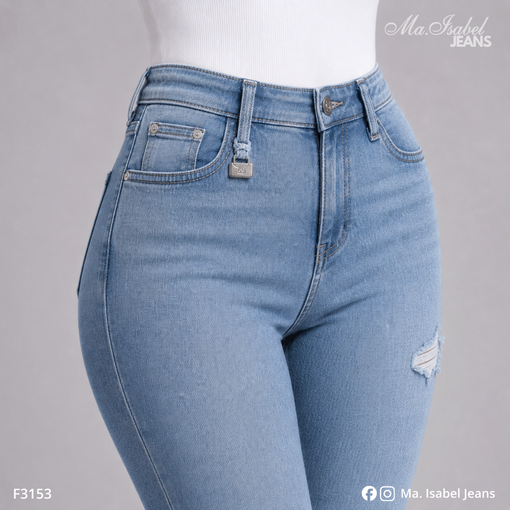 Jean Skinny Mujer - Azul Claro Jaspeado