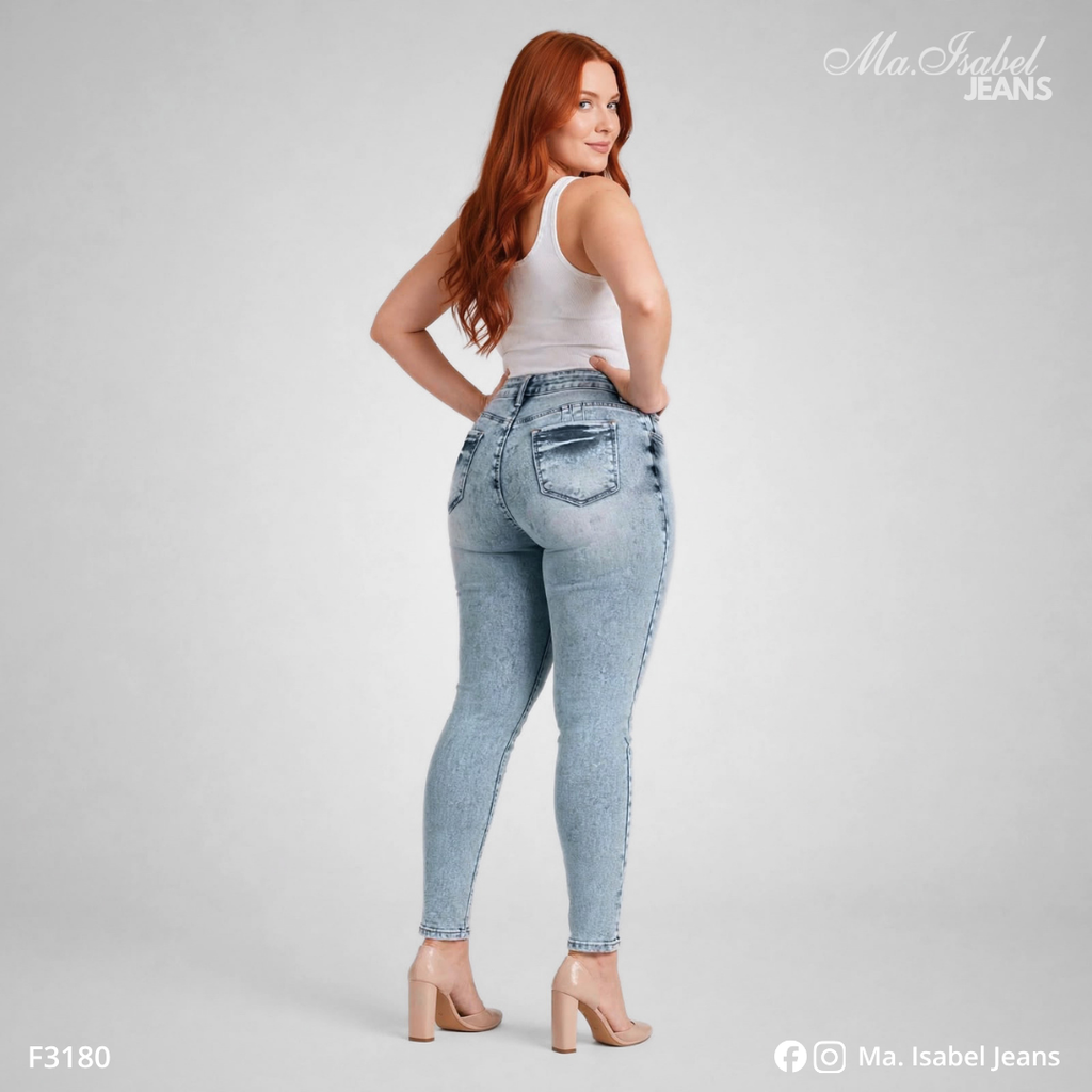 Jean Skinny Mujer - Azul Claro Jaspeado F3180