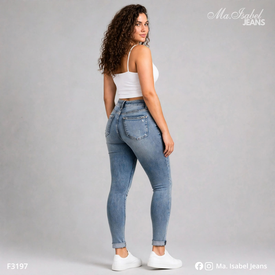 Jean Skinny Mujer - Azul Claro Jaspeado F3197