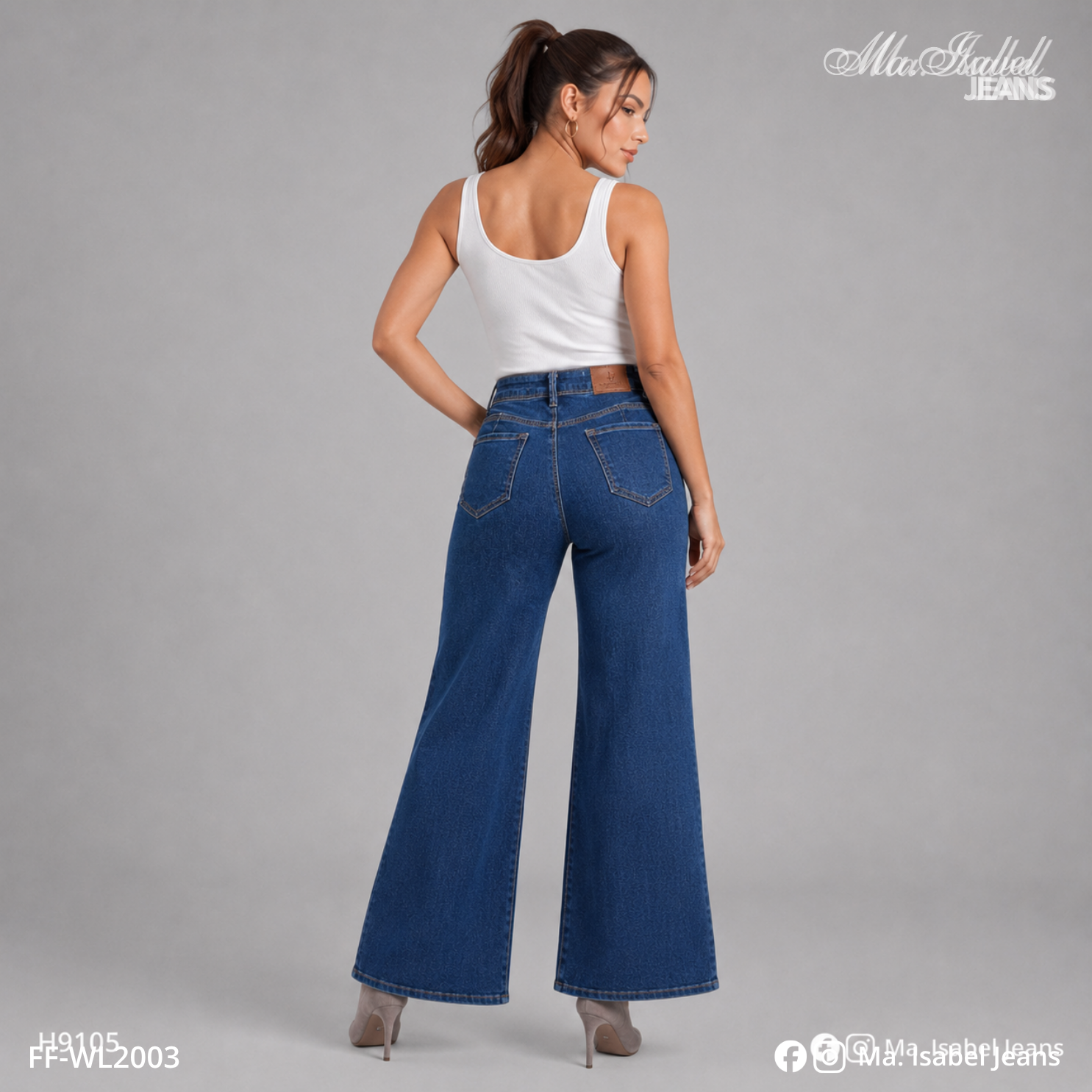 Jean Wide Leg Mujer - Marino Claro