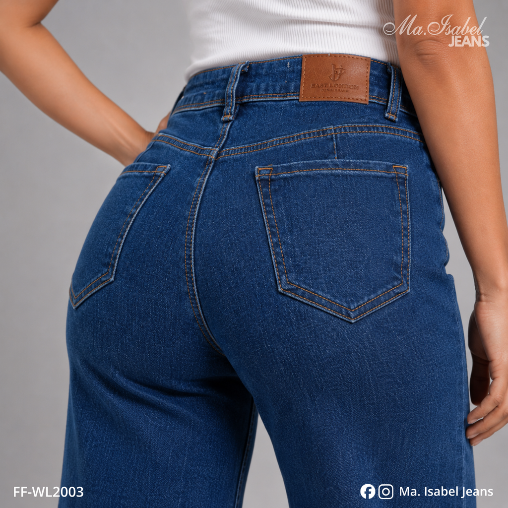 Jean Wide Leg Mujer - Marino Claro