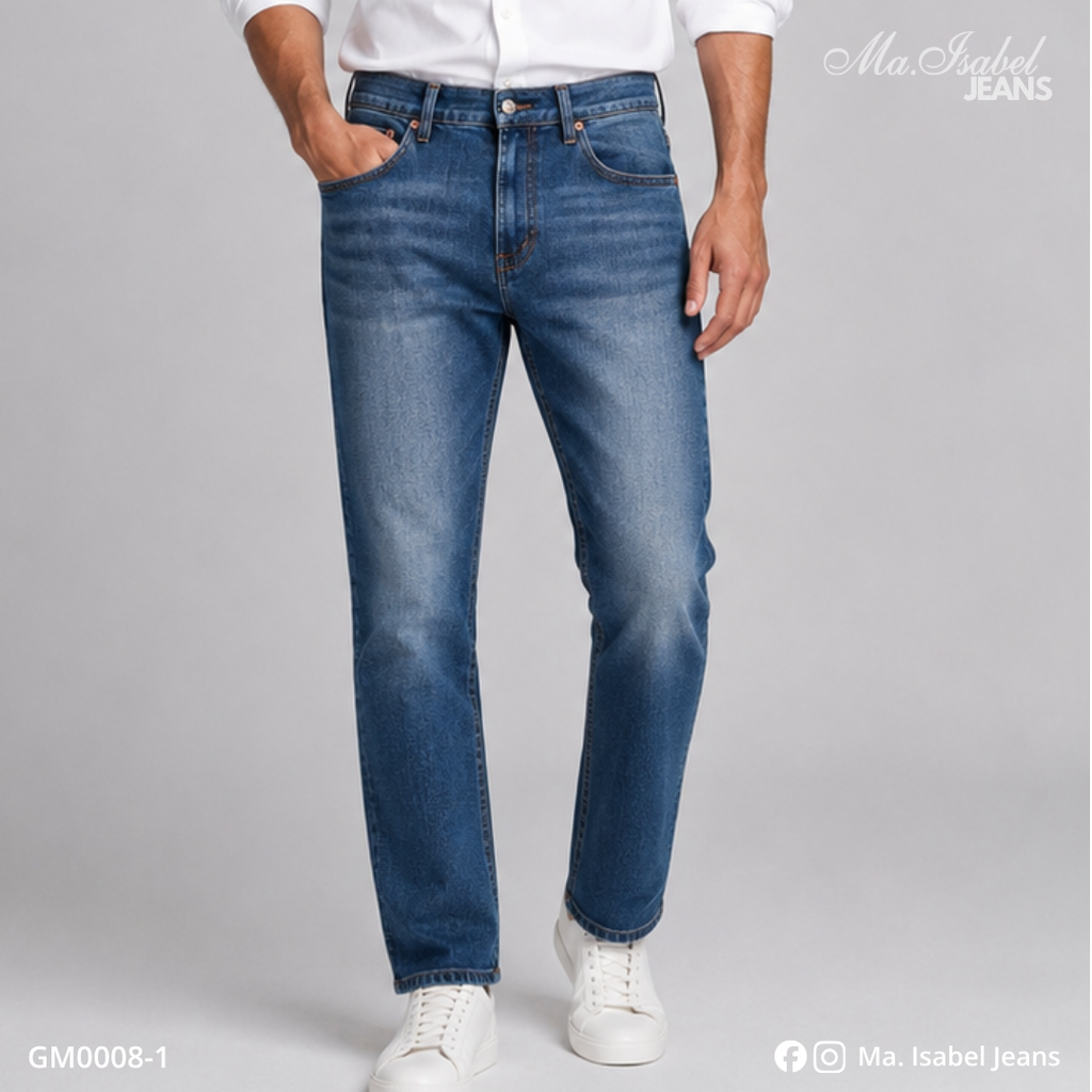 Maisabel Jeans pantalón de mezclilla para hombre recto azul claro con acabado stone y corte clásico