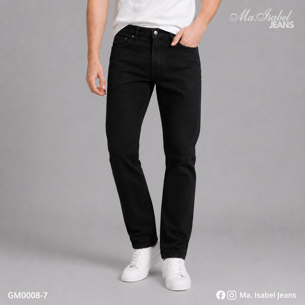 Maisabel Jeans pantalón de mezclilla para hombre recto negro de corte clásico con mezclilla premium