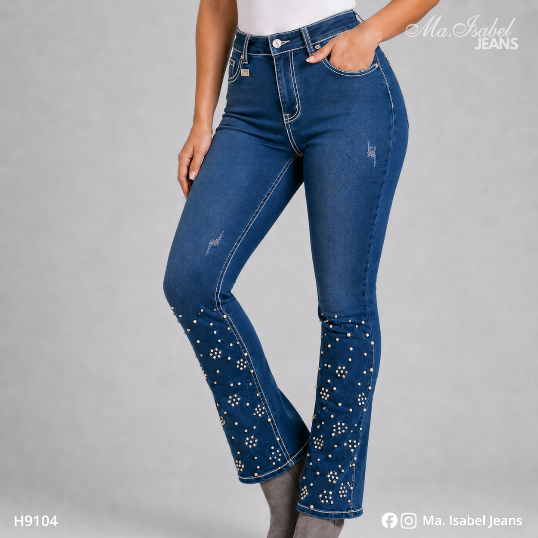 Jean Skinny Brillos Mujer - Marino