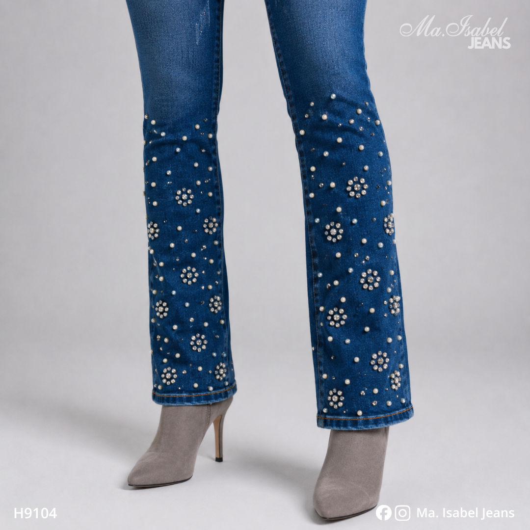 Jean Skinny Brillos Mujer - Marino