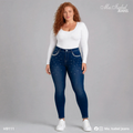 Maisabel Jeans skinny curvy azul oscuro con perlas modelo H9111 para mayoreo de jeans en México