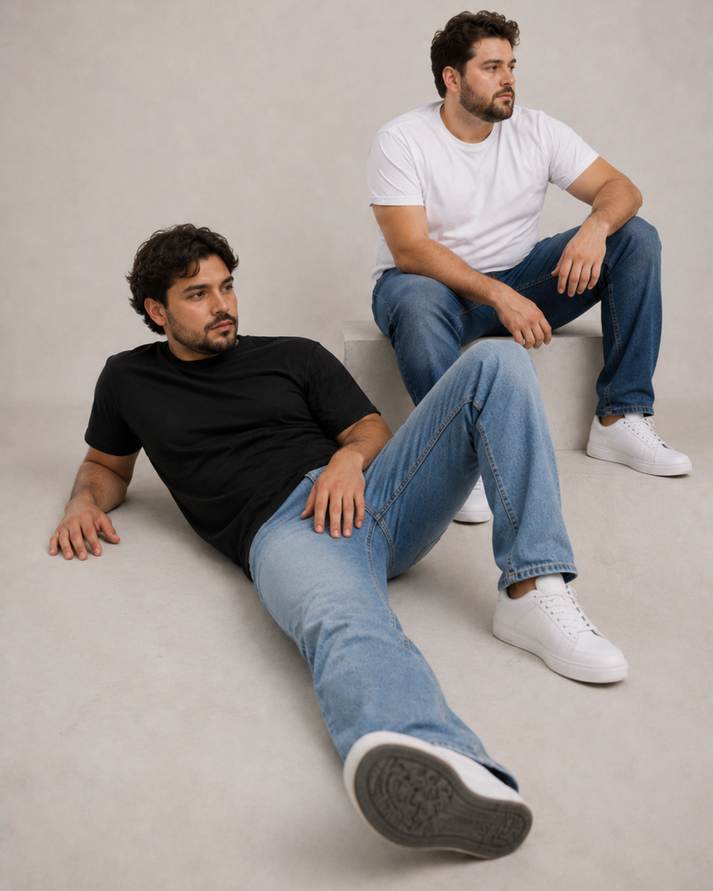 Hombre usando jeans de mezclilla cómodos con estilo casual y corte moderno de Ma Isabel Jeans México