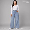 Ma. Isabel Jeans wide leg de mujer azul claro con brillos modelo MW-WL6935B para mayoreo de jeans en México