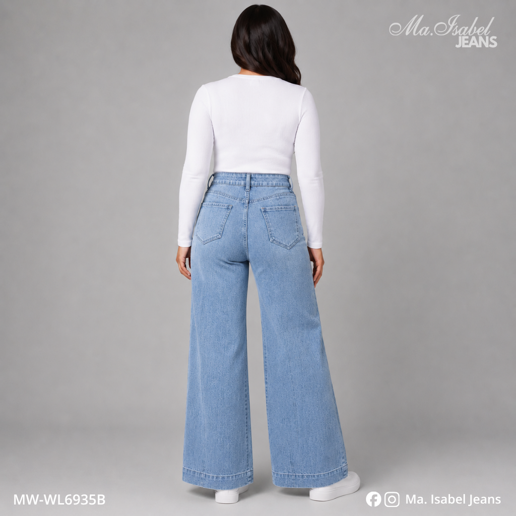 Jean Wide Leg Mujer - Bleach Brillos