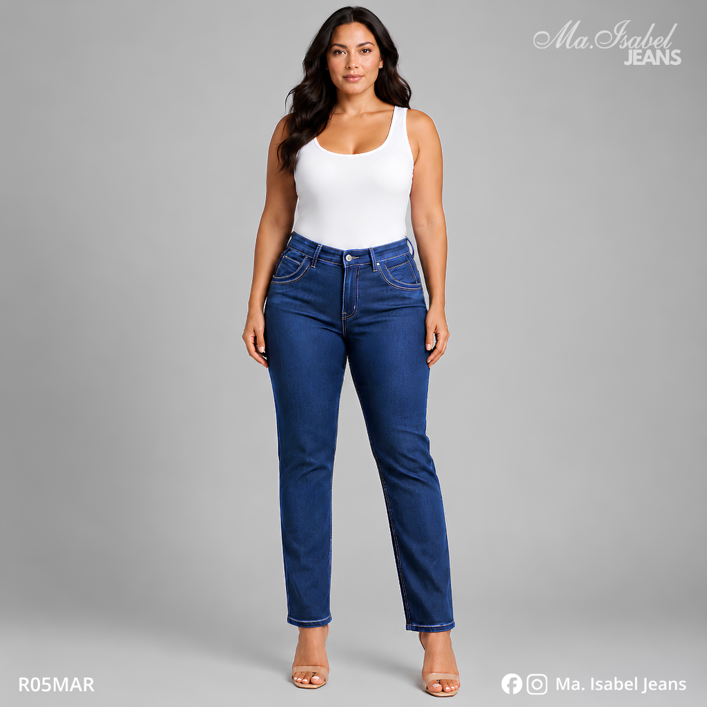 Maisabel Jeans Plaza Texticuitzeo jeans rectos azul marino para emprendedoras con mezclilla premium al mayoreo