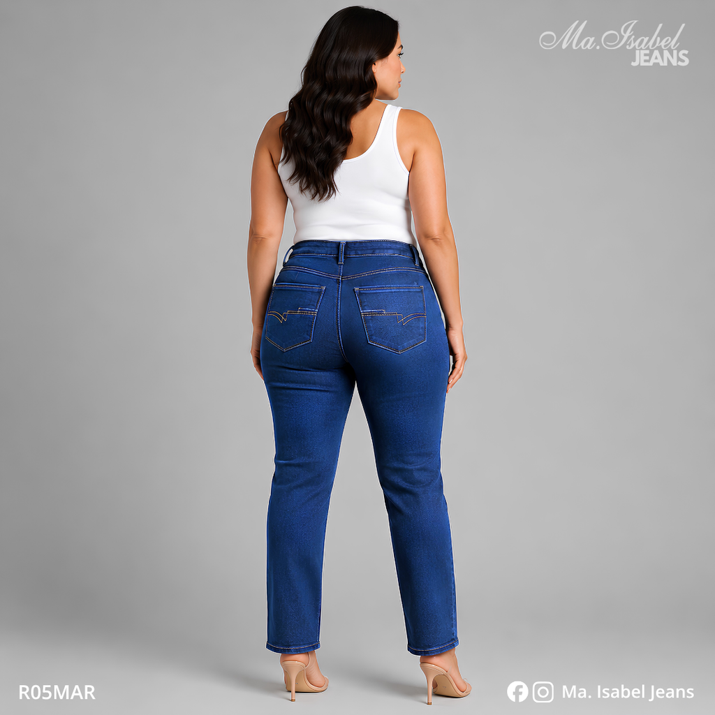 Ma. Isabel Jeans pantalón de mezclilla para mujer recto marino con tela stretch y mezclilla premium