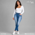 Jean Skinny Mujer - Marino Claro Desgastado