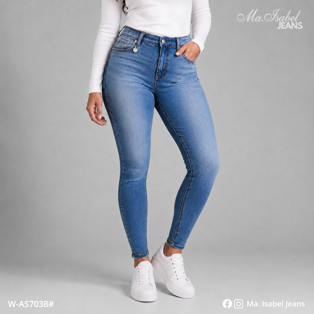 Jean Skinny Mujer - Marino Claro Desgastado