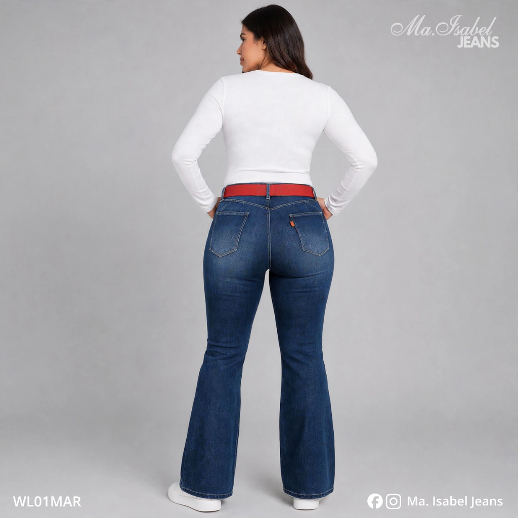 Jean Wide Leg Mujer Curvy - Marino