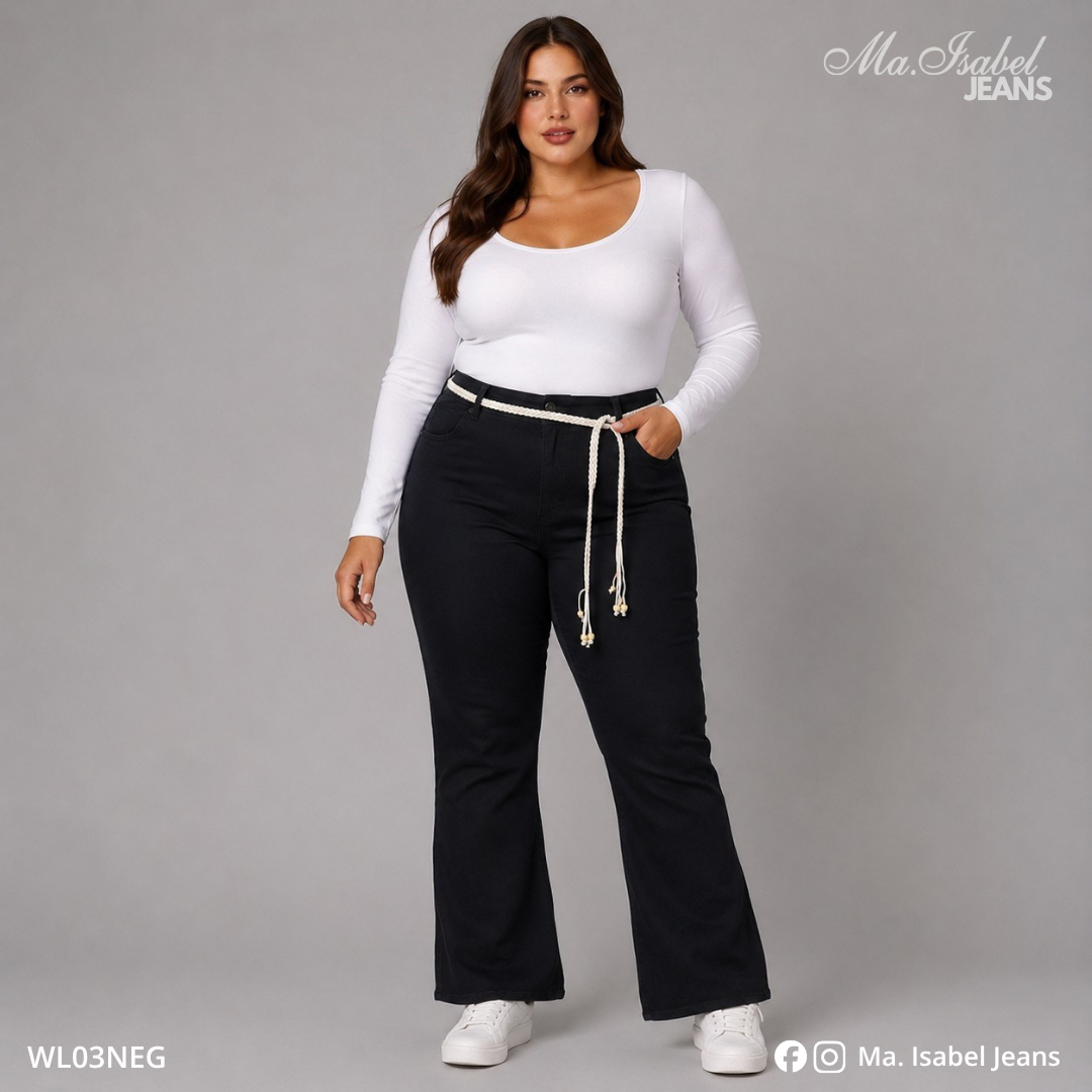 Jean Wide Leg Mujer Curvy - Negro