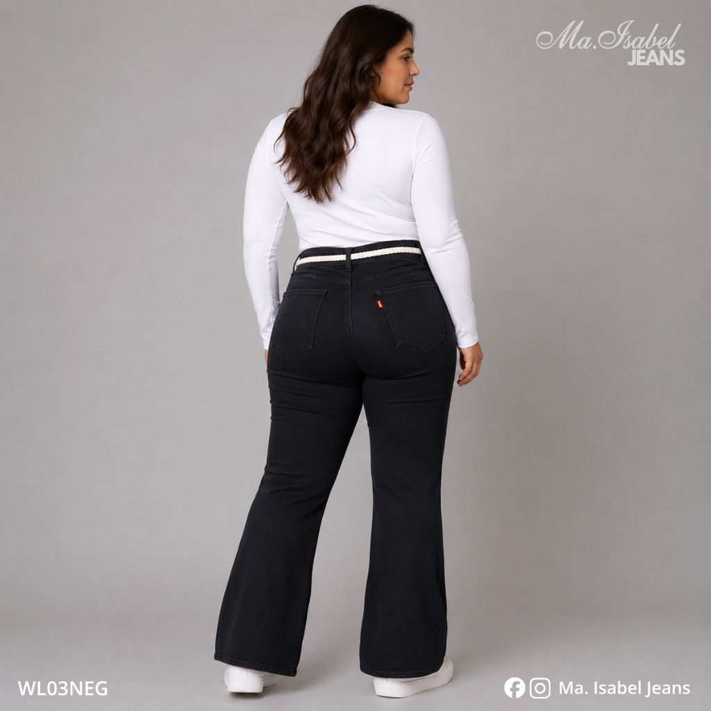 Jean Wide Leg Mujer Curvy - Negro