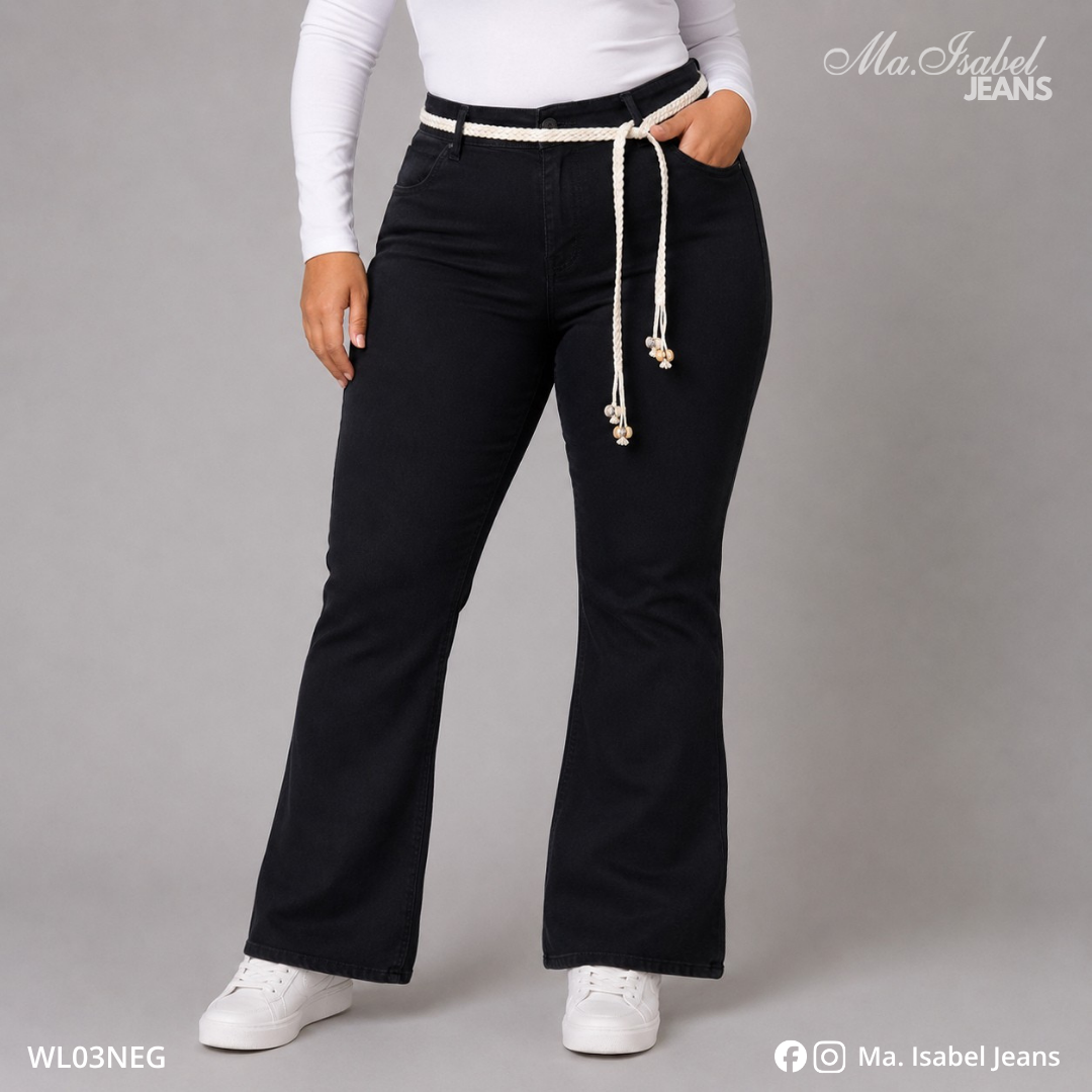 Jean Wide Leg Mujer Curvy - Negro
